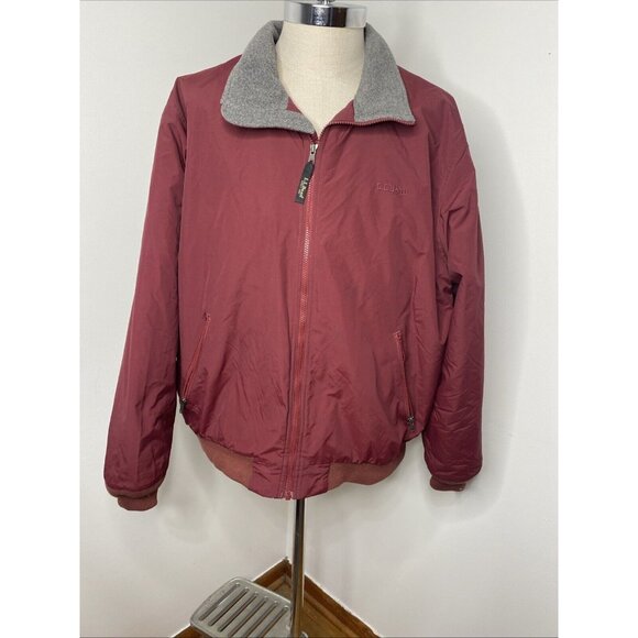 LL Bean Mens Sz XL Coat Maroon Jacket Fleece Lined Zipper Pockets